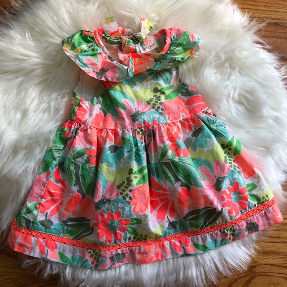 Cat & Jack Other - Cat & Jack neon floral dress 6-9 months